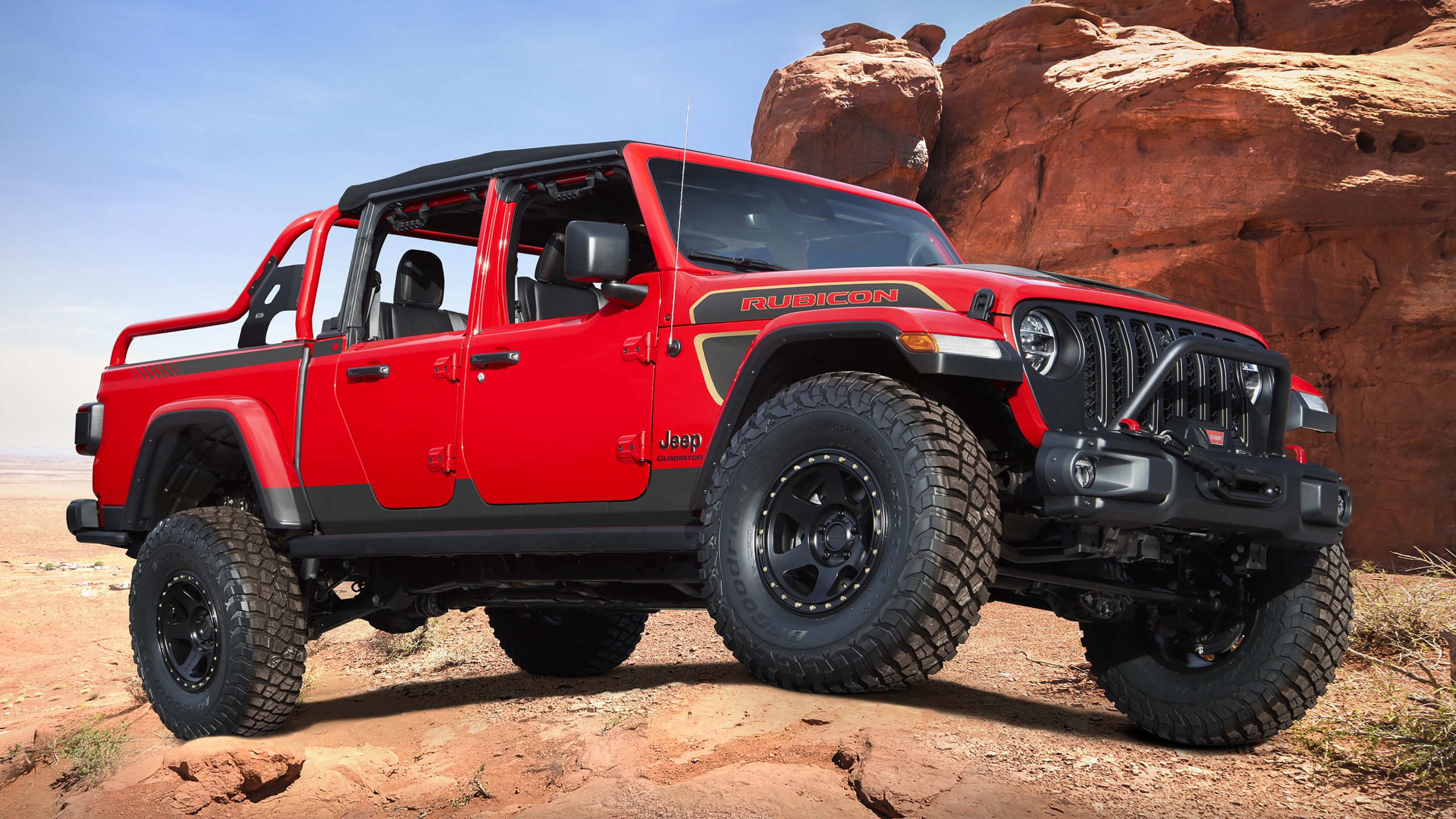 Jeep Red Bare Gladiator Rubicon 2021 4K Wallpaper | HD Car Wallpapers