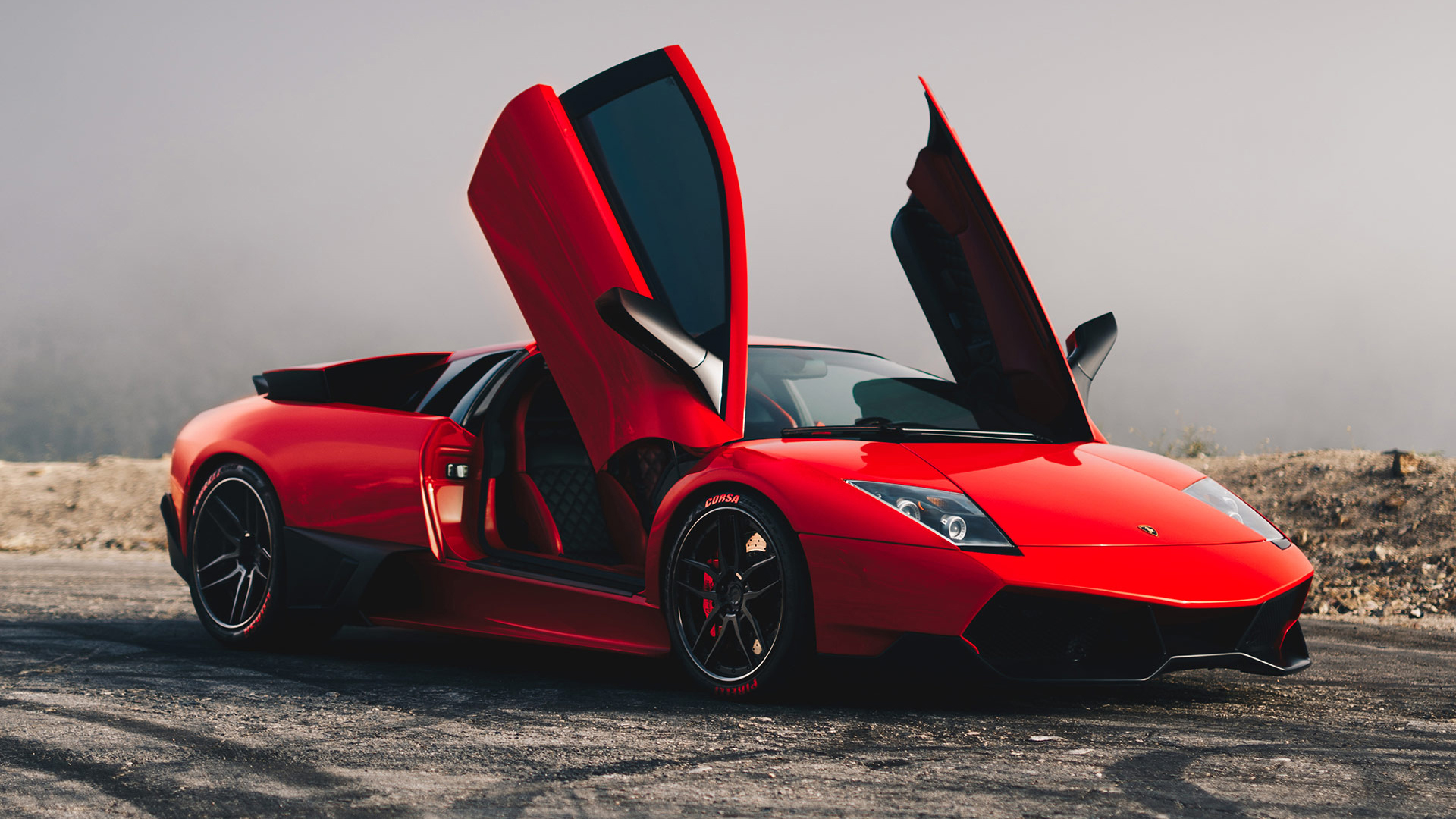 Matte Red Lamborghini Murcielago Wallpaper | HD Car Wallpapers | ID #10948